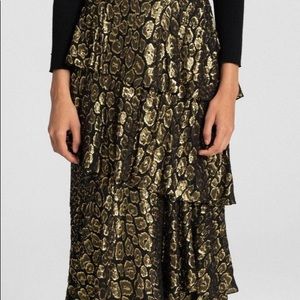 alc gold foil tiered skirt